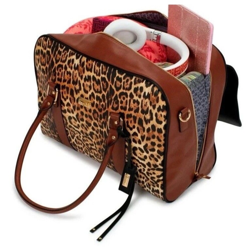 Badgley Mischka Leopard Travel Tote Weekender Bag - Picture 2 of 7
